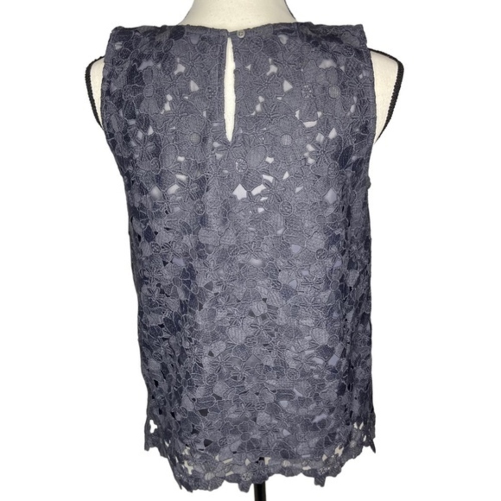 Ann Taylor LOFT Top Dark Gray Floral Lace‎ Overlay Tank Blouse Size Small - Picture 7 of 14
